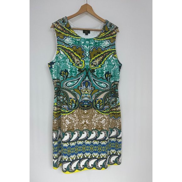 Size 16 XL 1X PAISLEY PRINT SLEEVELESS SHIFT DRESS Summer Classy Plus Size - Picture 3 of 3